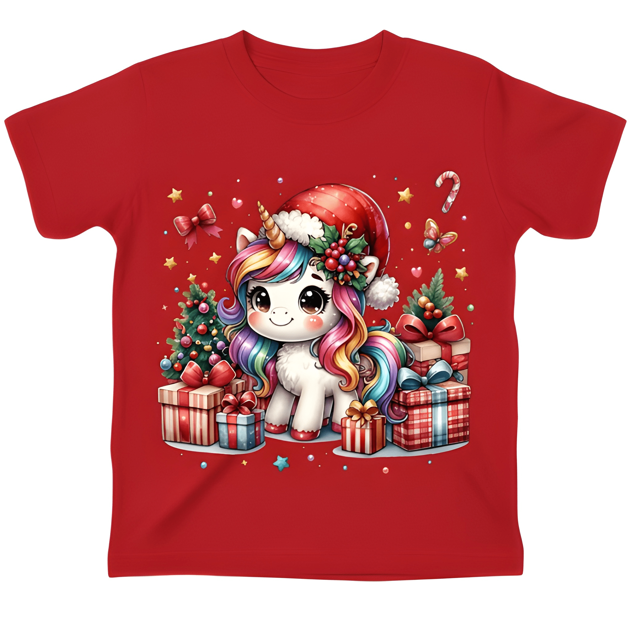 Girls Christmas Cartoon Print Short Sleeve T Shirt