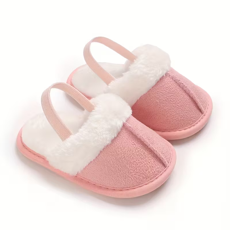 Cozy Plush Baby Girl Slippers With Soft Non Slip Sole