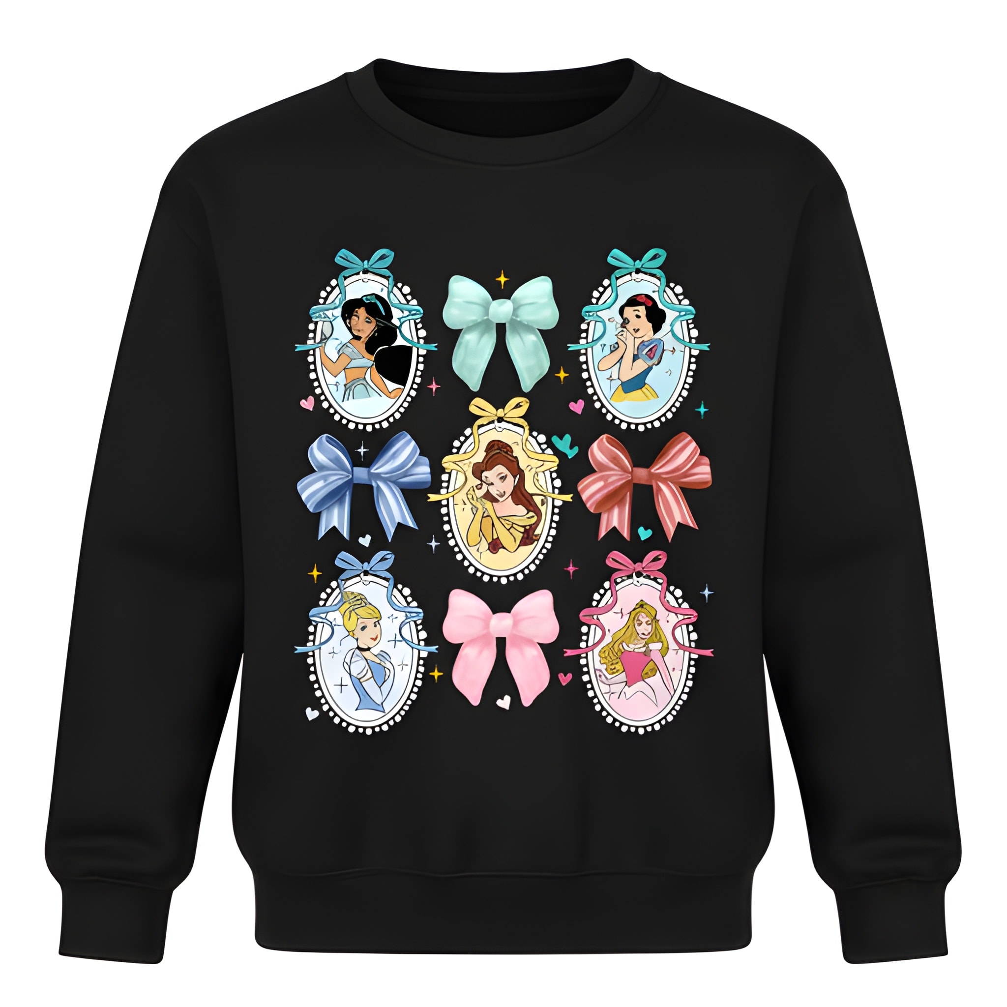 Princess Cartoon Print Warm Kids Winter Sweatshirt For Girls