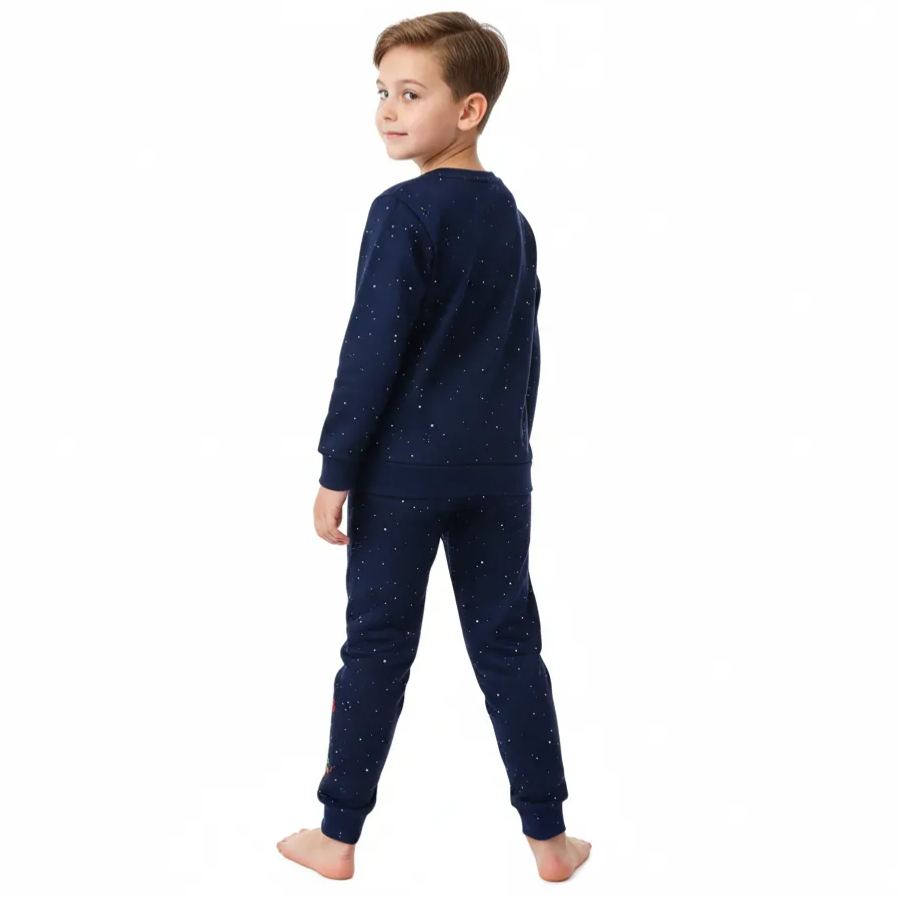 Christmas Santa Claus Print Sweatshirt and Pants Set for Boys