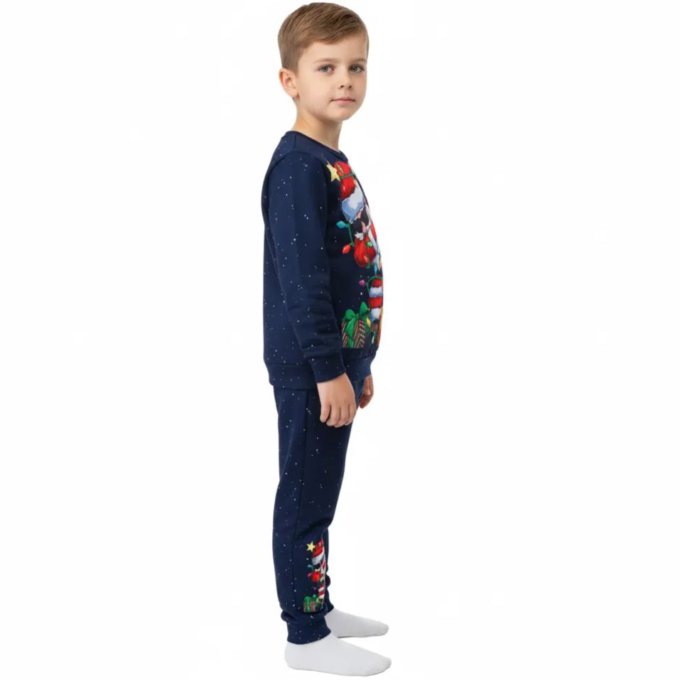 Christmas Santa Claus Print Sweatshirt and Pants Set for Boys