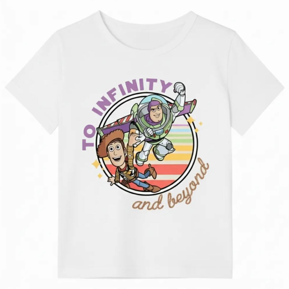  INFINITY AND BEYOND Printed Cartoon Print T Shirt