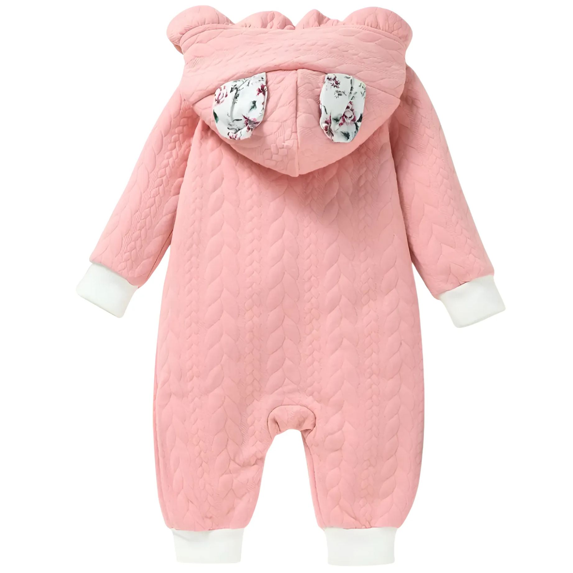 Adorable Floral Hooded Baby Girl Romper With Bunny Ears