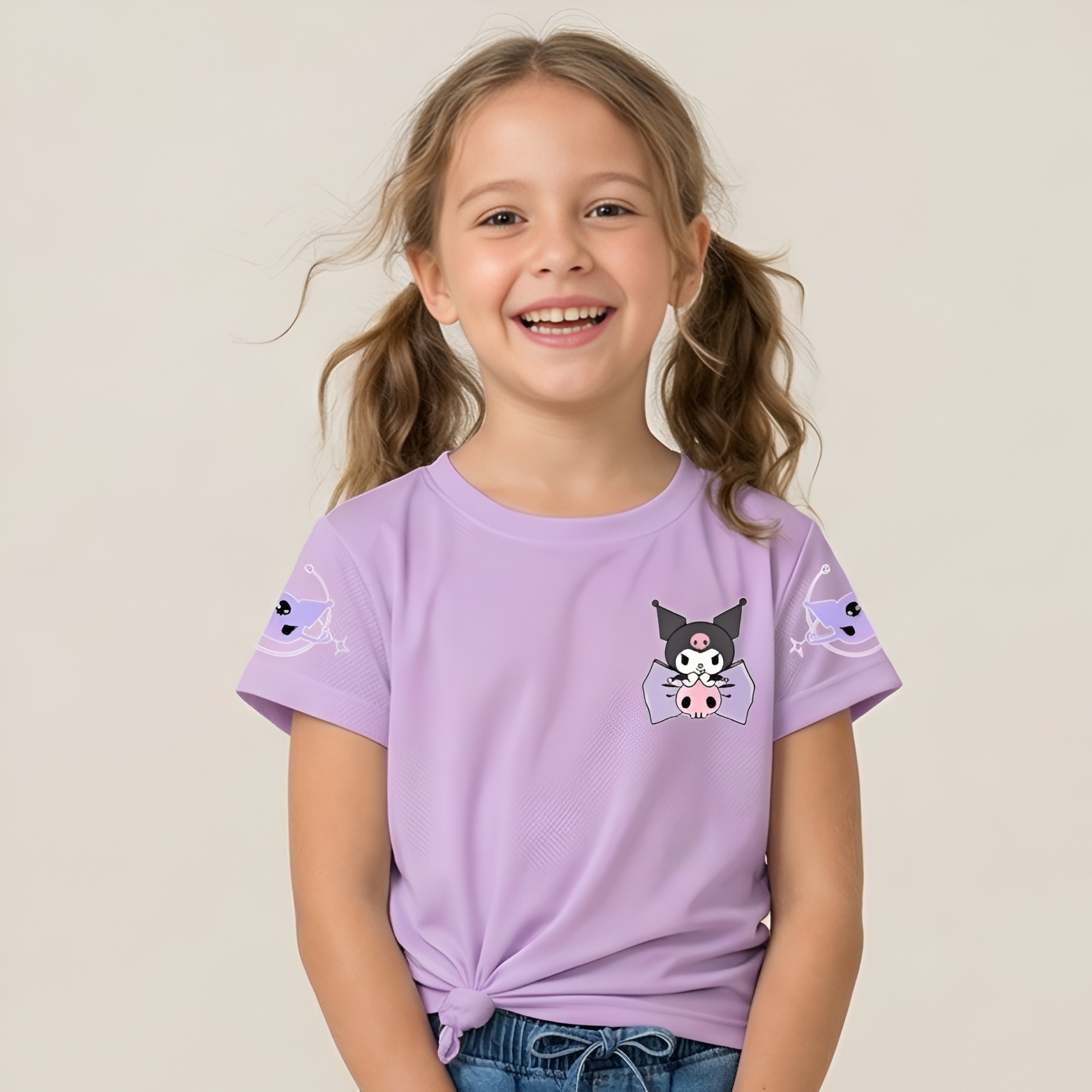 Kuromi Sanrio Character Mesh Short Sleeve Top