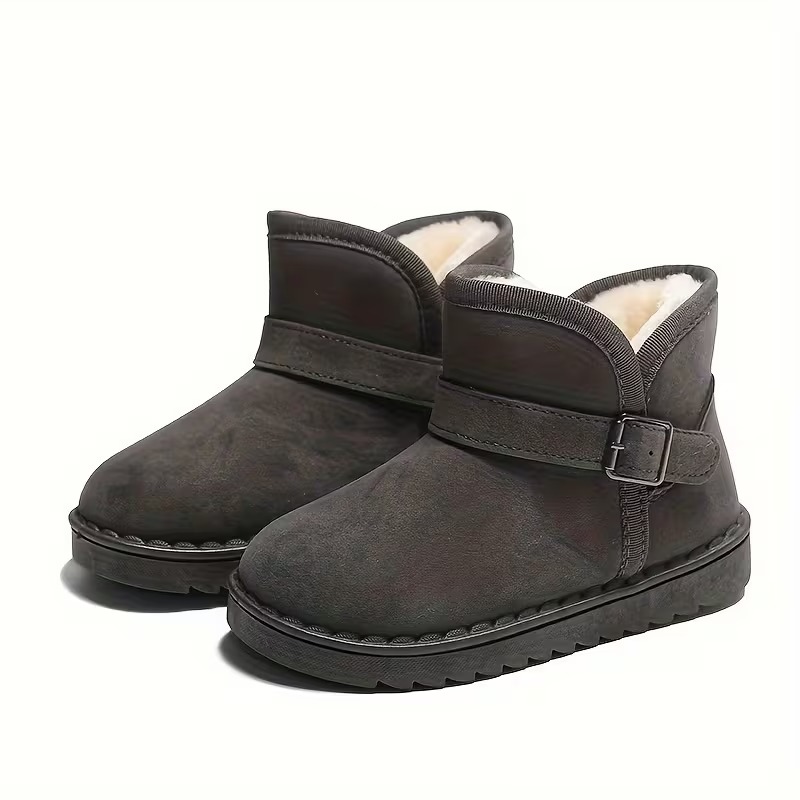 Solid Fabric Winter Boots With Soft Inner Lining For Girls