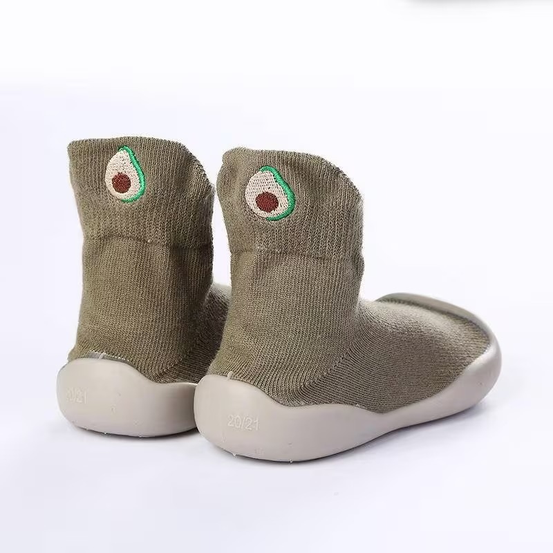 Fruit Print Slip On Socks For Toddlers With Non Slip Rubber Sole