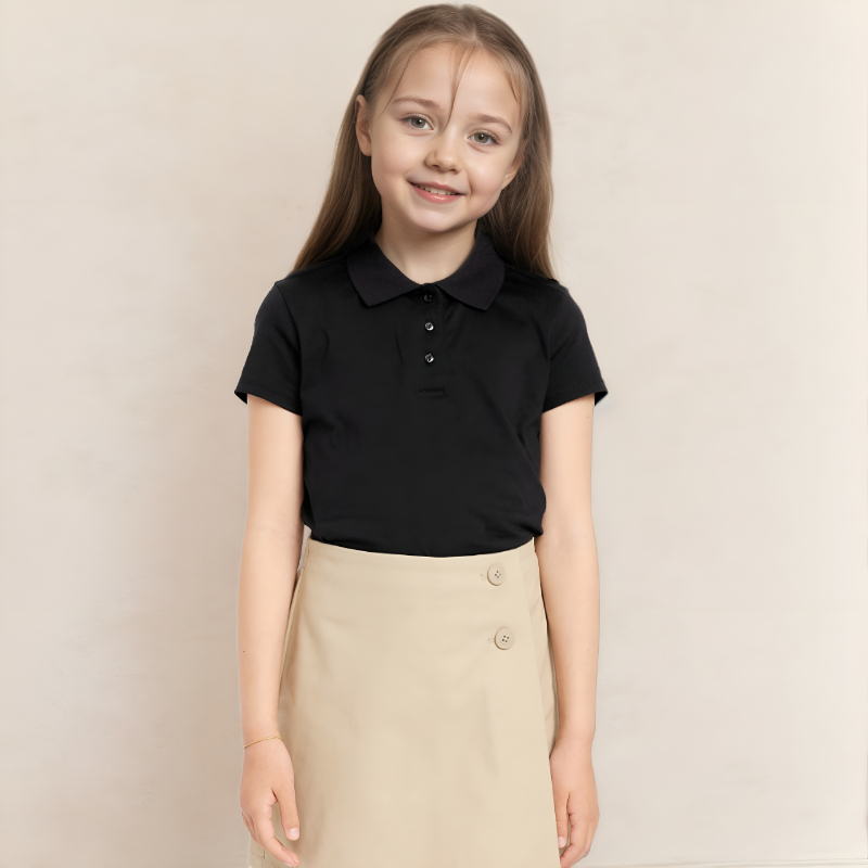 School Uniform Jersey Knit Polo Shirt For Girls