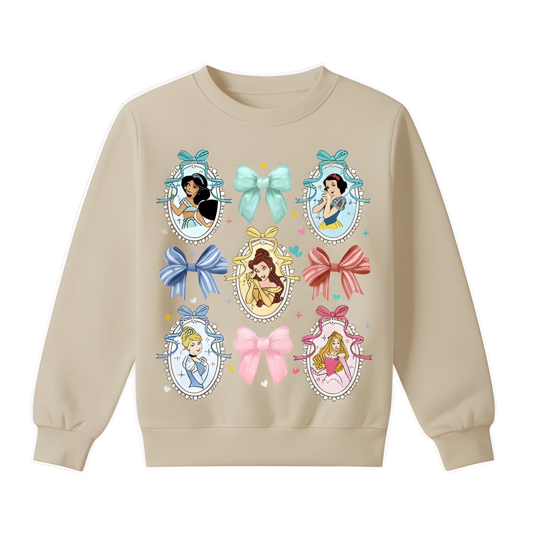 Princess Cartoon Print Warm Kids Winter Sweatshirt For Girls