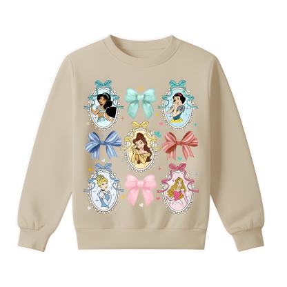 Princess Cartoon Print Warm Kids Winter Sweatshirt For Girls