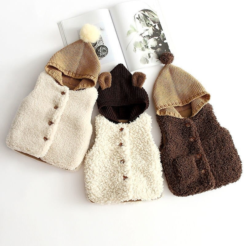 Winter Baby Hooded Knitted Vest Coat-Children Cloth Shop