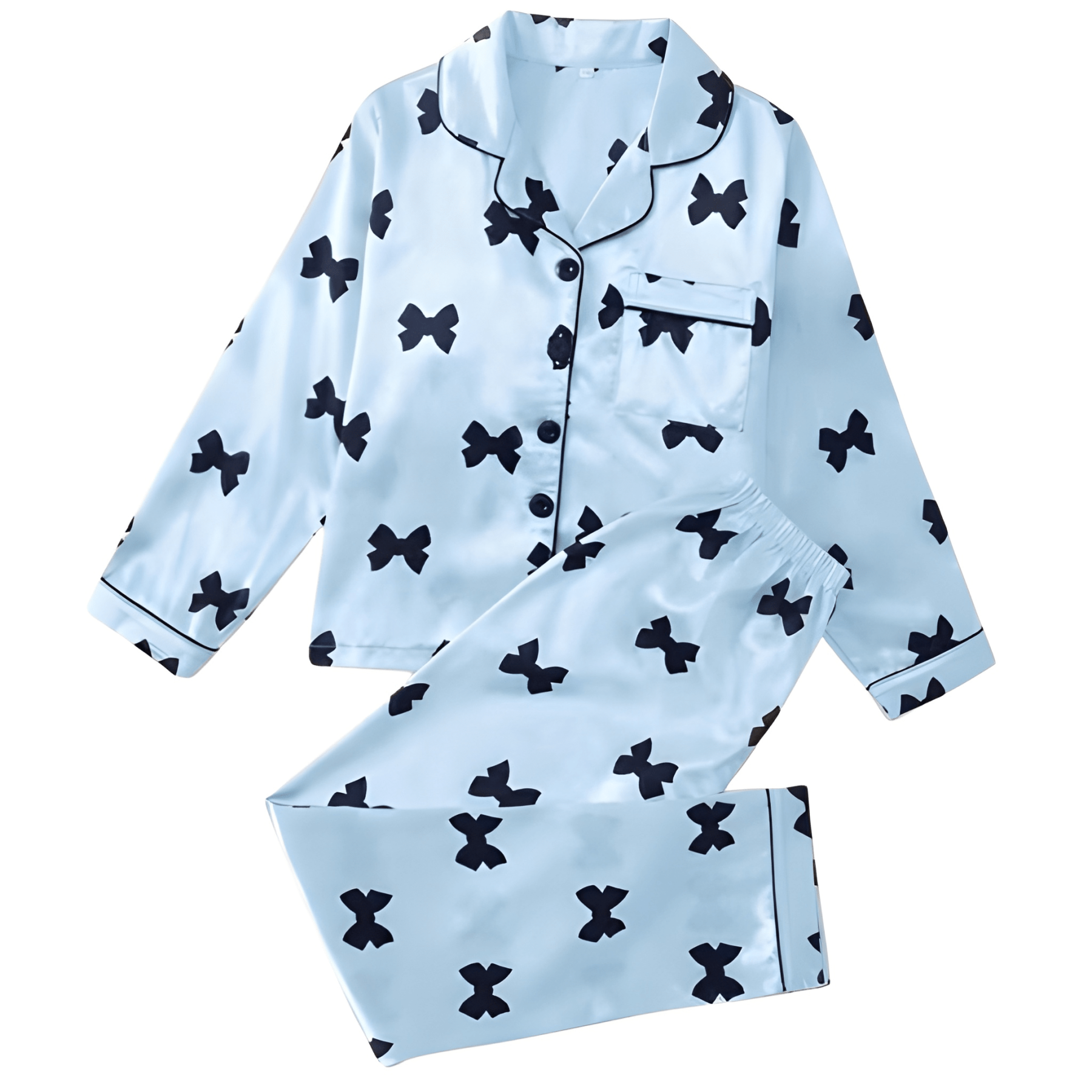 Bowknot Print Pajama Set For Kids