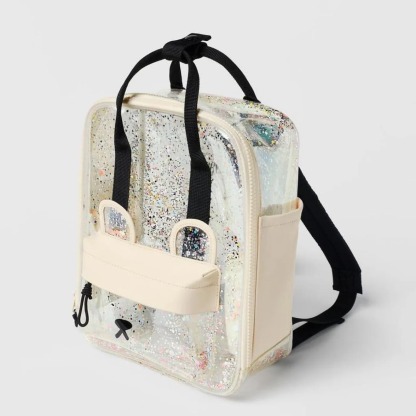 Transparent Teddy Print Design Backpack