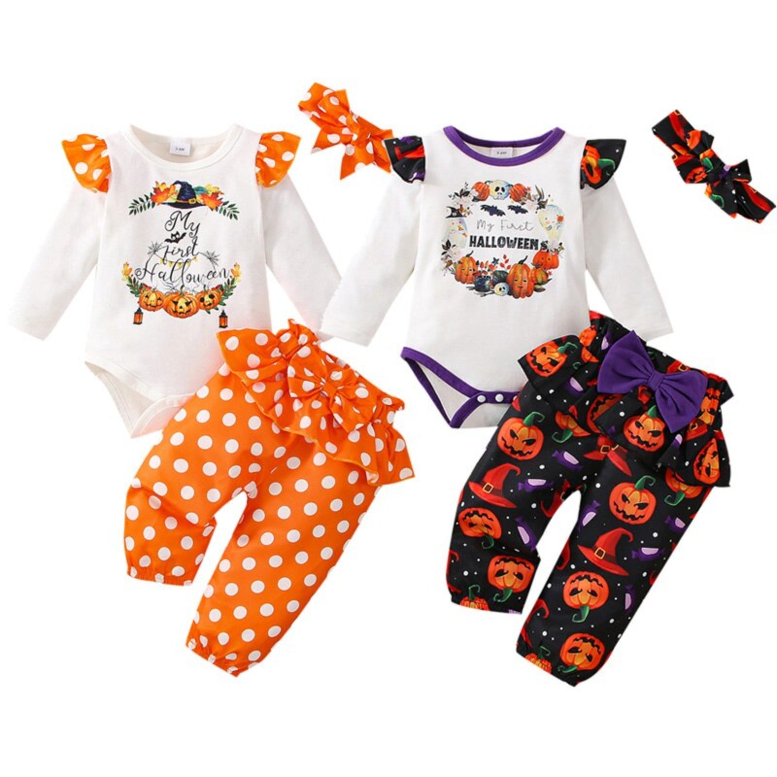 Baby Girl Pumpkin Romper Set-Children Cloth Shop