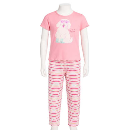 Short Sleeve Printed Pajama Set For Kids