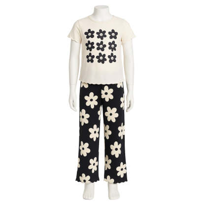 Short Sleeve Printed Pajama Set For Kids