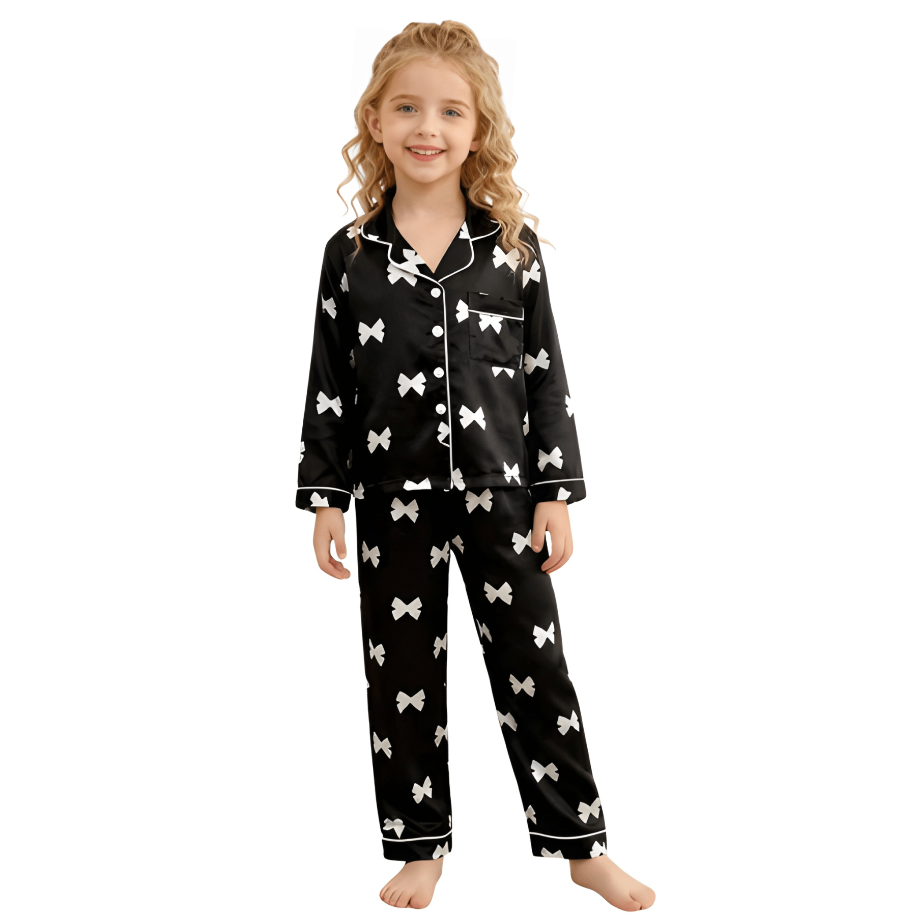 Bowknot Print Pajama Set For Kids
