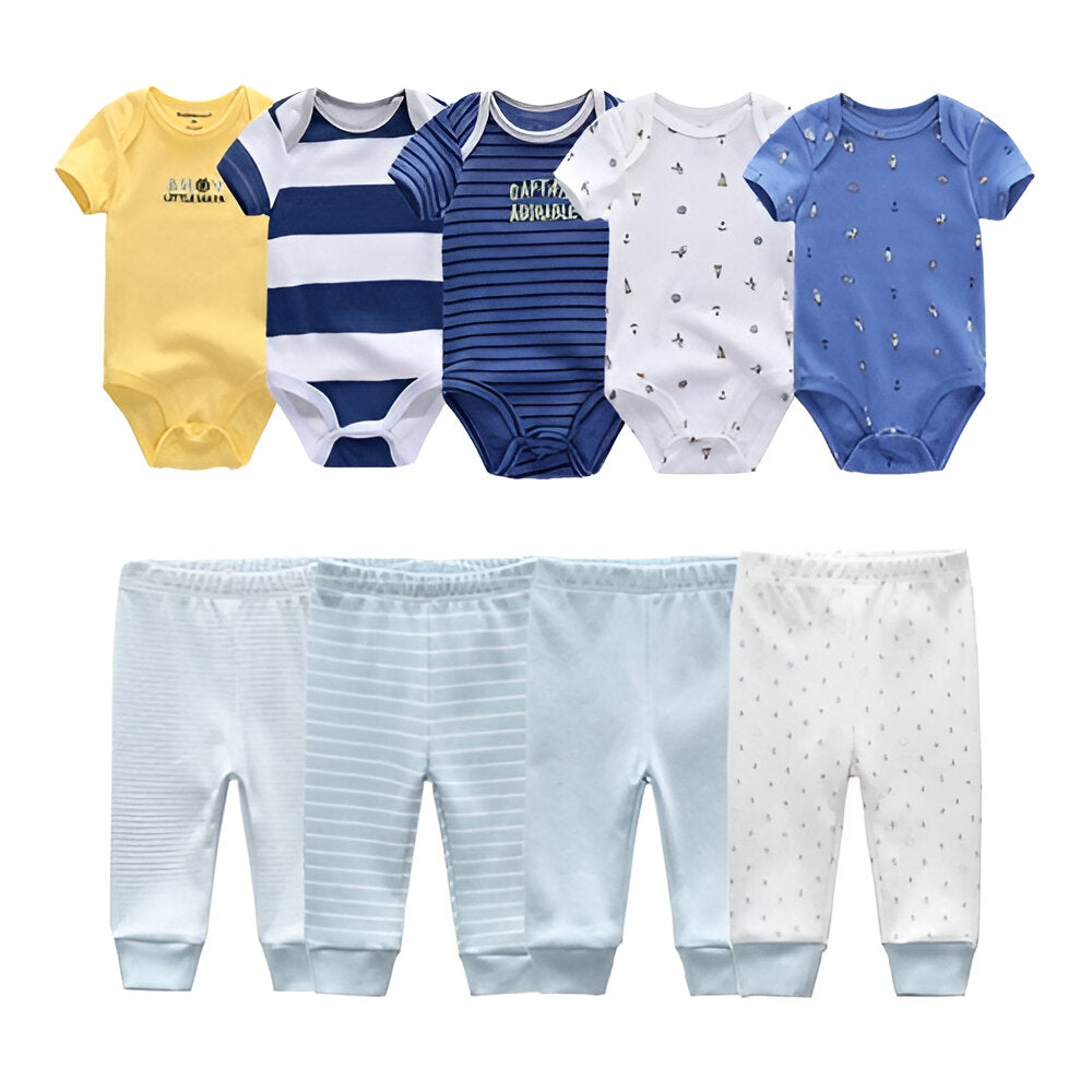 Multicolor Fall Bodysuits And Long Cotton Pant Set For Toddlers-Children Cloth Shop