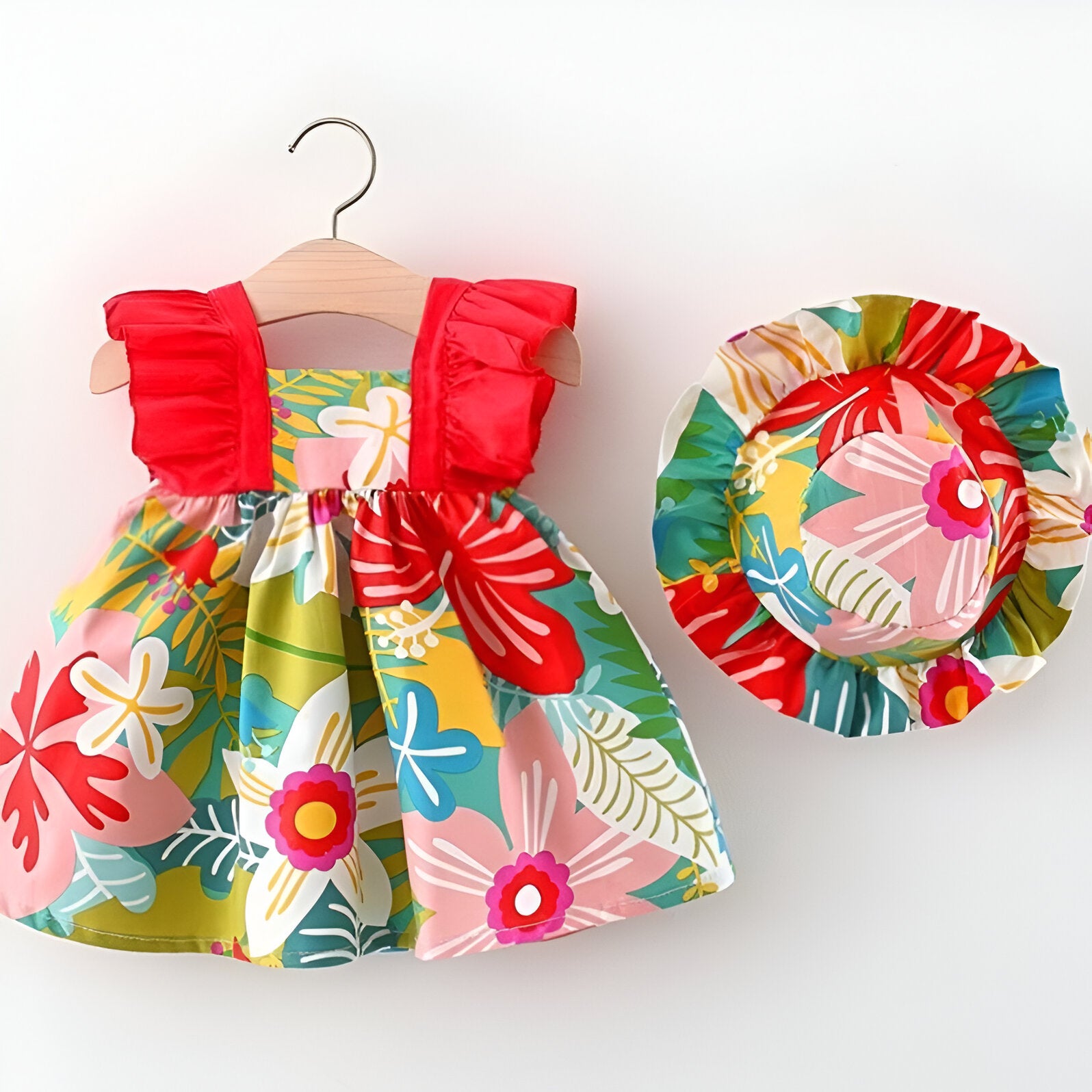 The Ruffled Shoulders Floral Dress-Children Cloth Shop