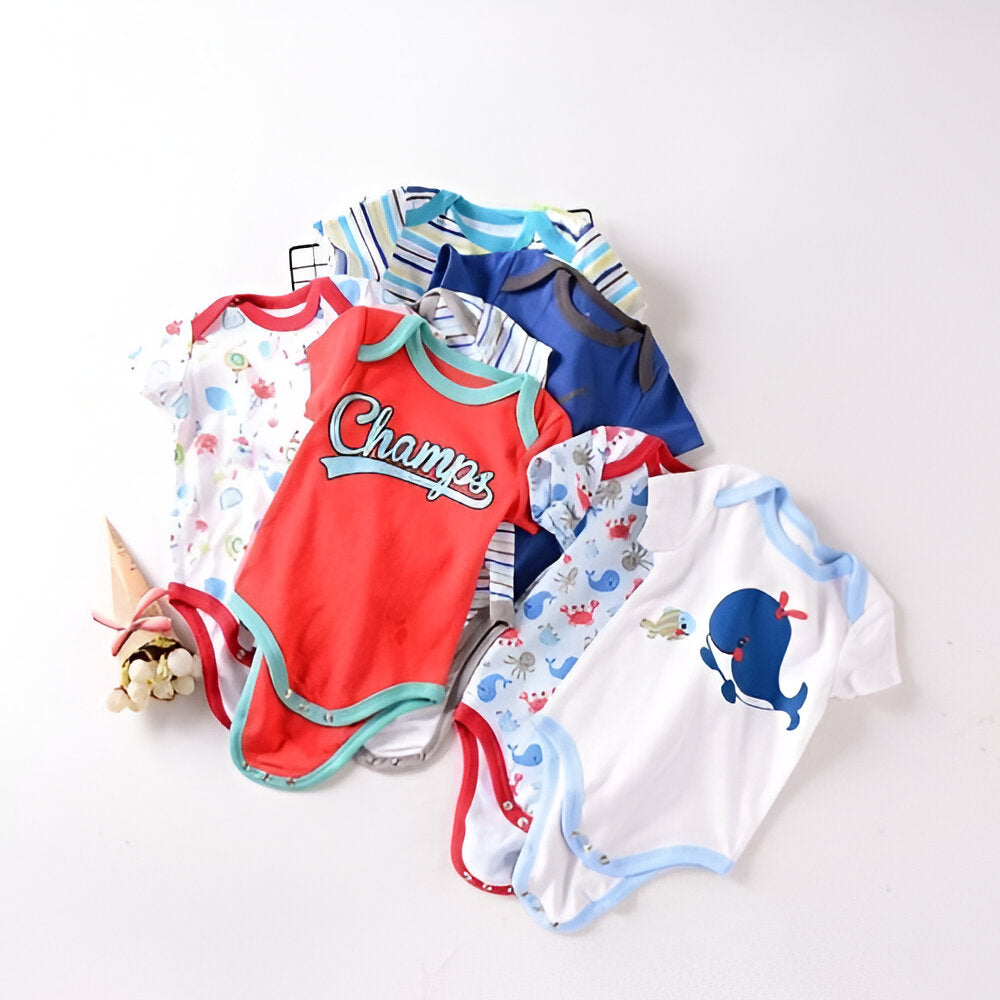Short-Sleeve Newborn Cartoon Baby Bodysuit-Children Cloth Shop