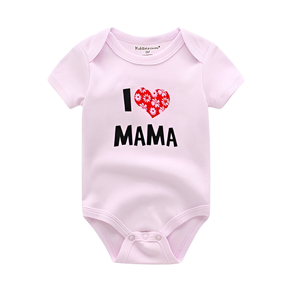 Mama & Papa Print Baby Bodysuits-Children Cloth Shop