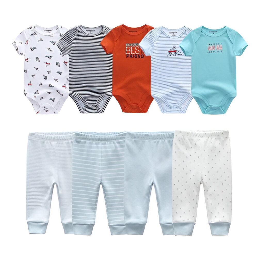 Multicolor Fall Bodysuits And Long Cotton Pant Set For Toddlers-Children Cloth Shop