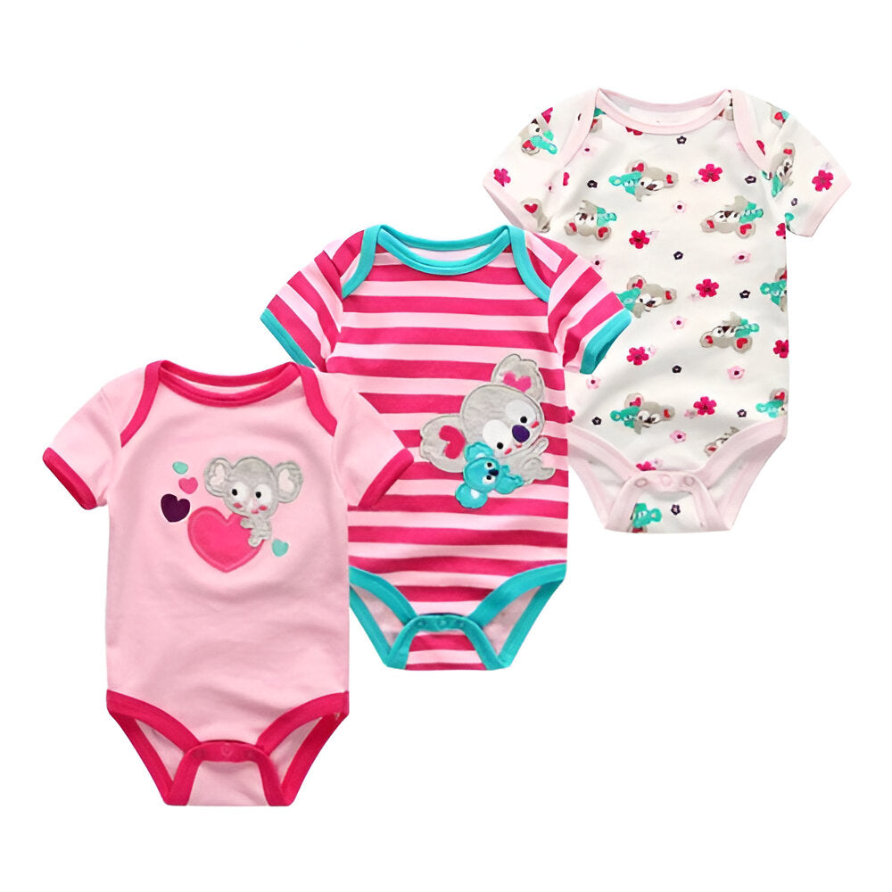 O Neck Collar 3 Piece Baby Bodysuits-Children Cloth Shop