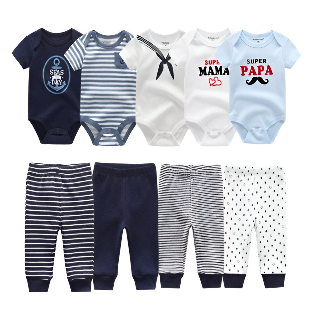Multicolor Fall Bodysuits And Long Cotton Pant Set For Toddlers-Children Cloth Shop