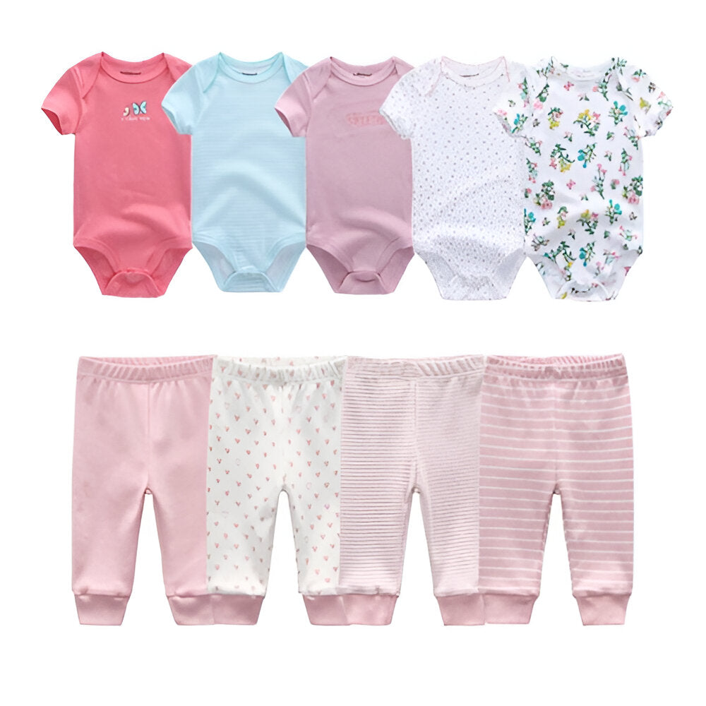 Multicolor Fall Bodysuits And Long Cotton Pant Set For Toddlers-Children Cloth Shop