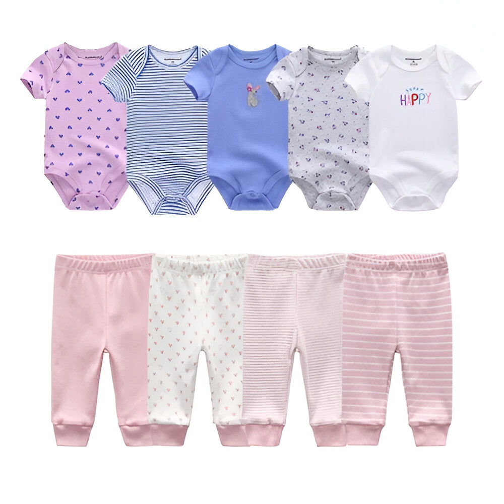 Multicolor Fall Bodysuits And Long Cotton Pant Set For Toddlers-Children Cloth Shop
