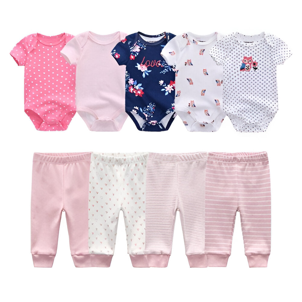 Multicolor Fall Bodysuits And Long Cotton Pant Set For Toddlers-Children Cloth Shop