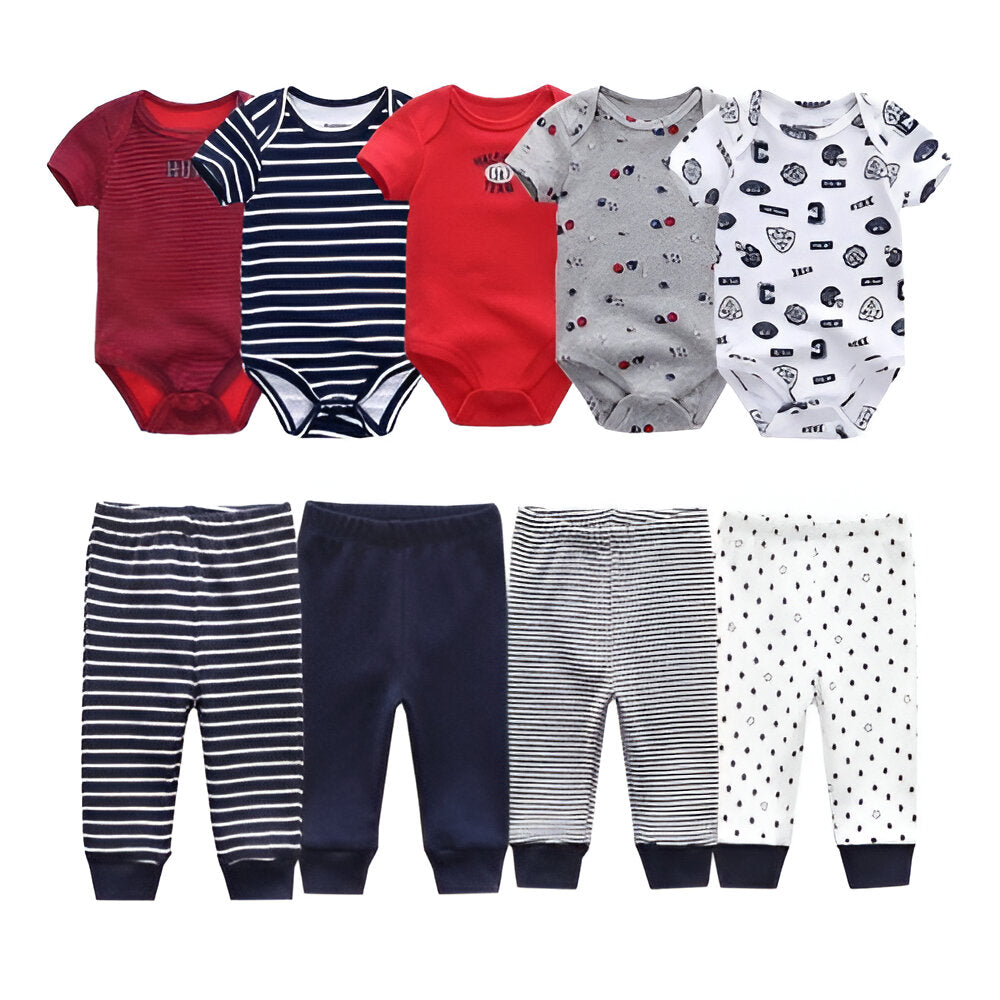 Multicolor Fall Bodysuits And Long Cotton Pant Set For Toddlers-Children Cloth Shop