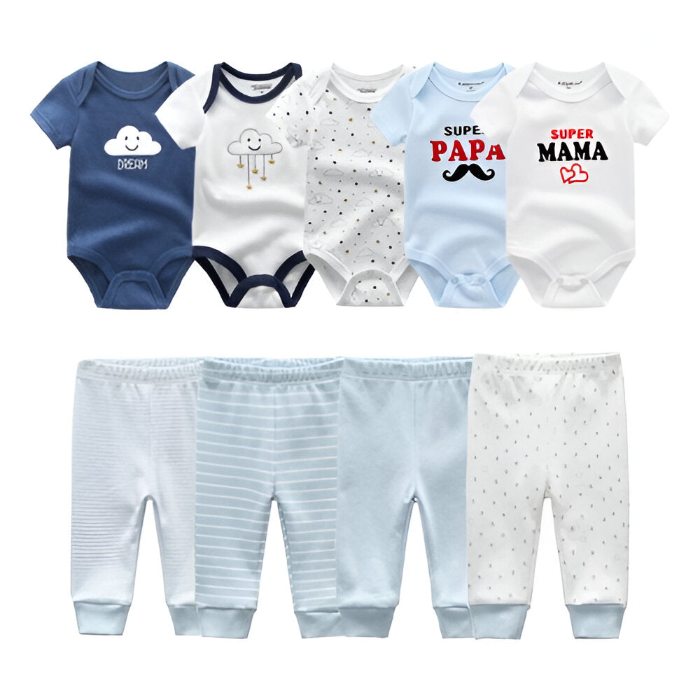 Multicolor Fall Bodysuits And Long Cotton Pant Set For Toddlers-Children Cloth Shop