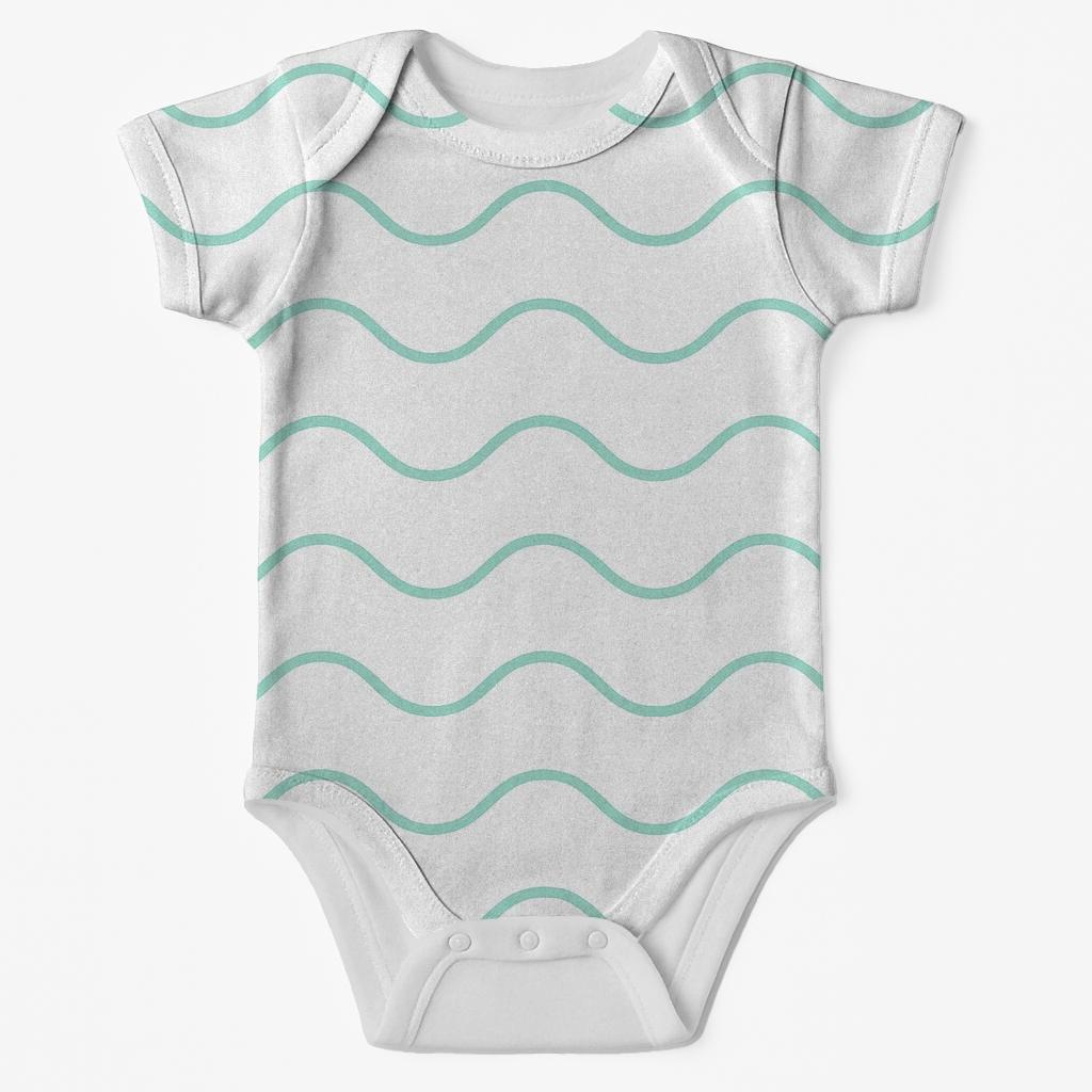 Wavelet Line Rows comfortable snap baby bodysuits