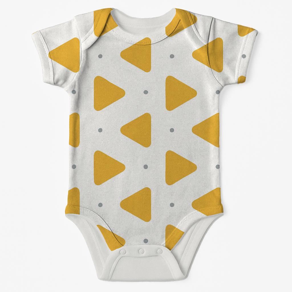 Triangle Sprinkle Grid organic baby bodysuits