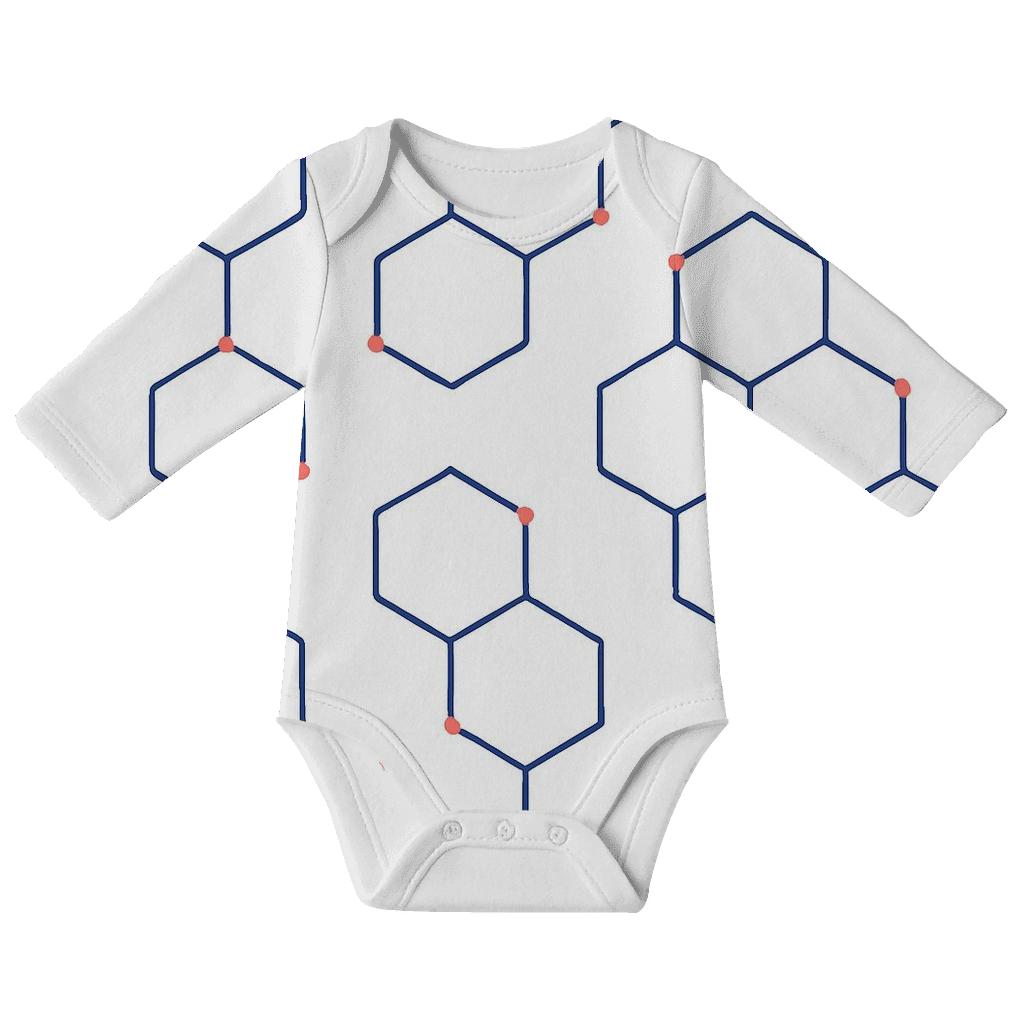 Gentle Hex Open Lattice kimono style baby bodysuits