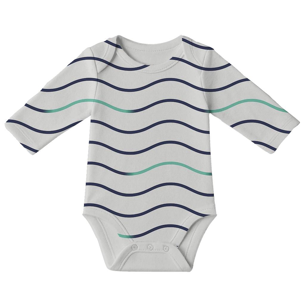 Parallel Wave Thread Lines soft cotton baby bodysuits