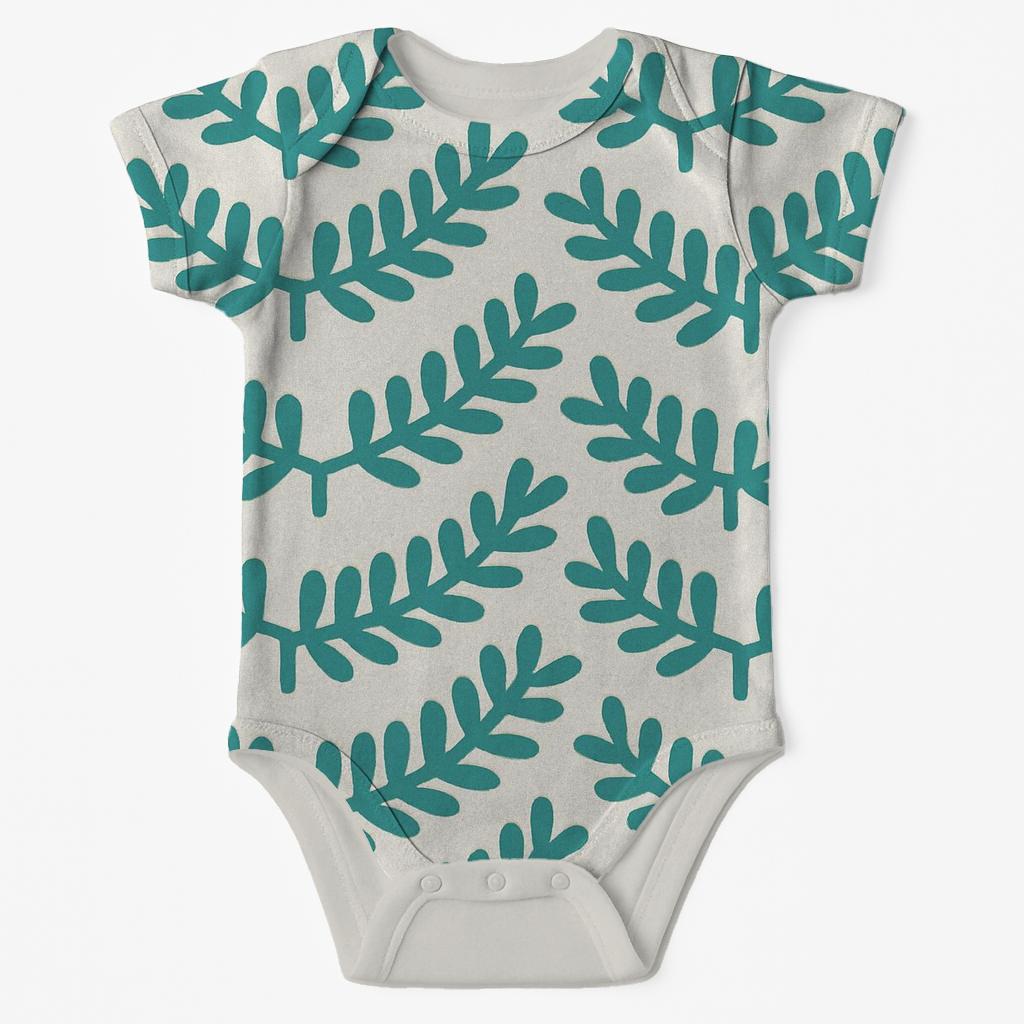 Frond Band Step Repeat soft cotton baby bodysuits