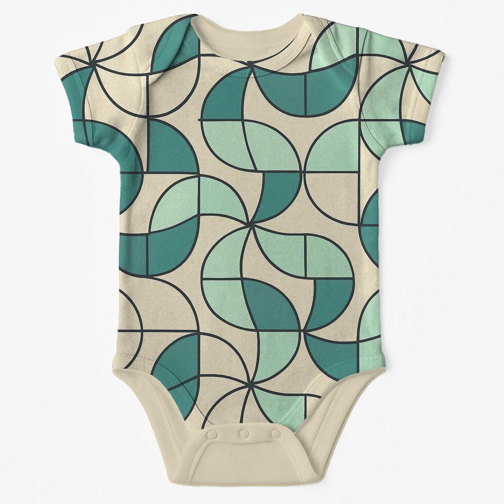 Calm Pinwheel Arcs soft cotton baby bodysuits