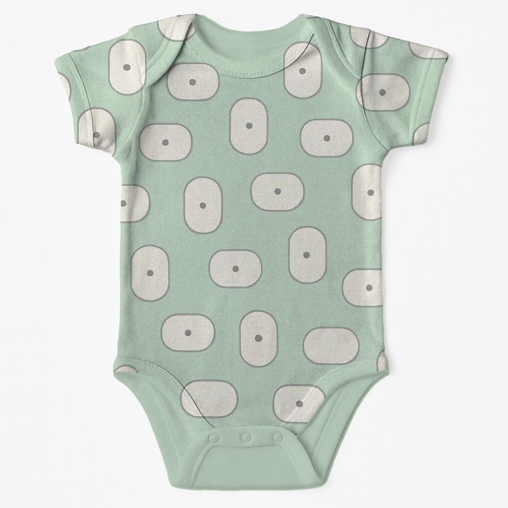 Rounded Pod Cell Grid soft cotton baby bodysuits