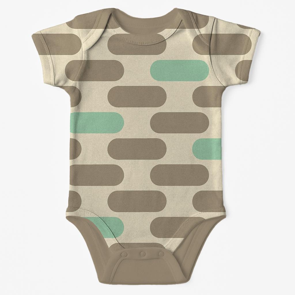 Rounded Brick Offset Capsules soft cotton baby bodysuits