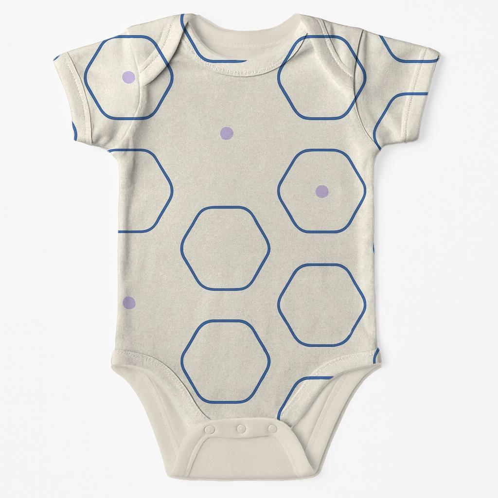 Quiet Hex Halo Scatter kimono style baby bodysuits