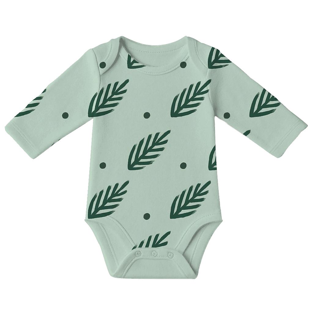 Leaf Hatch Step Pattern kimono style baby bodysuits