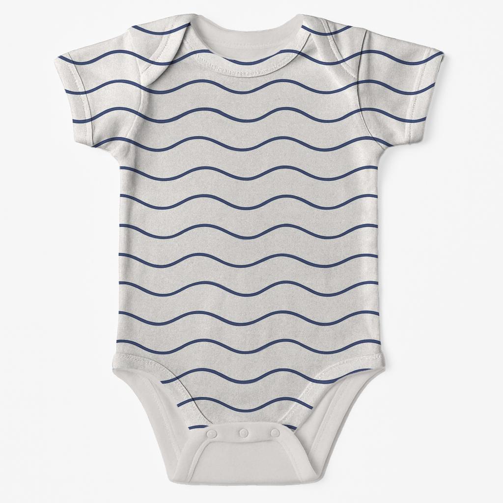 Wave Line Hatch Calm comfortable snap baby bodysuits