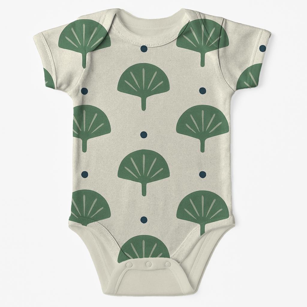 Palm Fan Silhouette Repeat soft cotton baby bodysuits