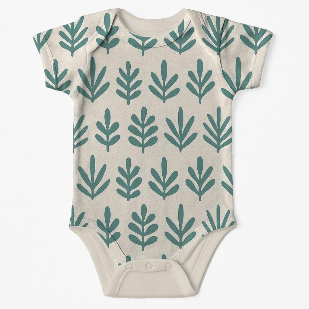 Frond Banding Step Repeat organic baby bodysuits
