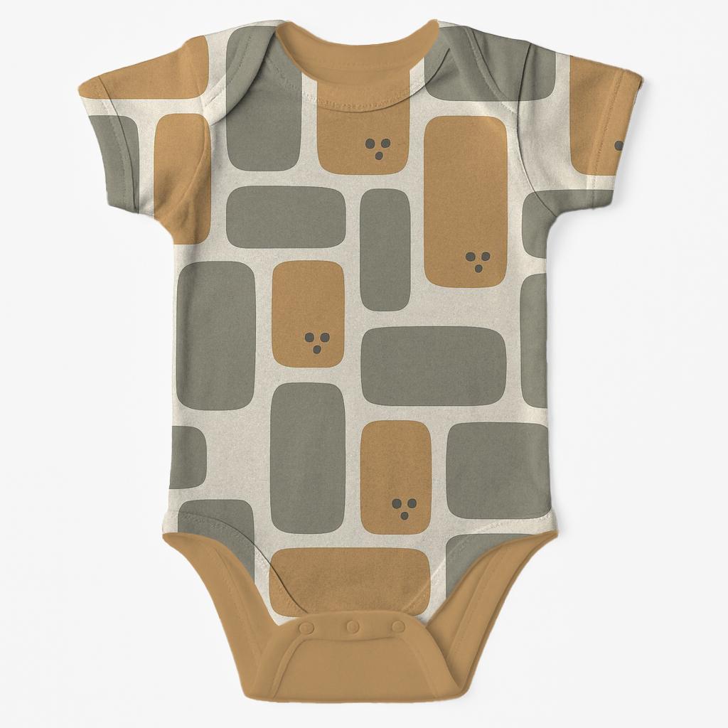 Bark Fragment Mosaic Blocks soft cotton baby bodysuits