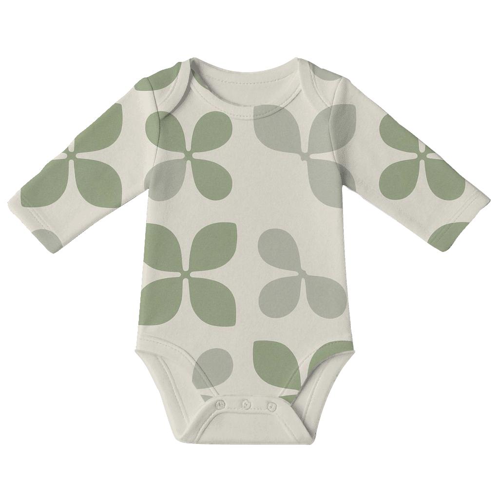 Canopy Tile Pebble Leaves organic baby bodysuits