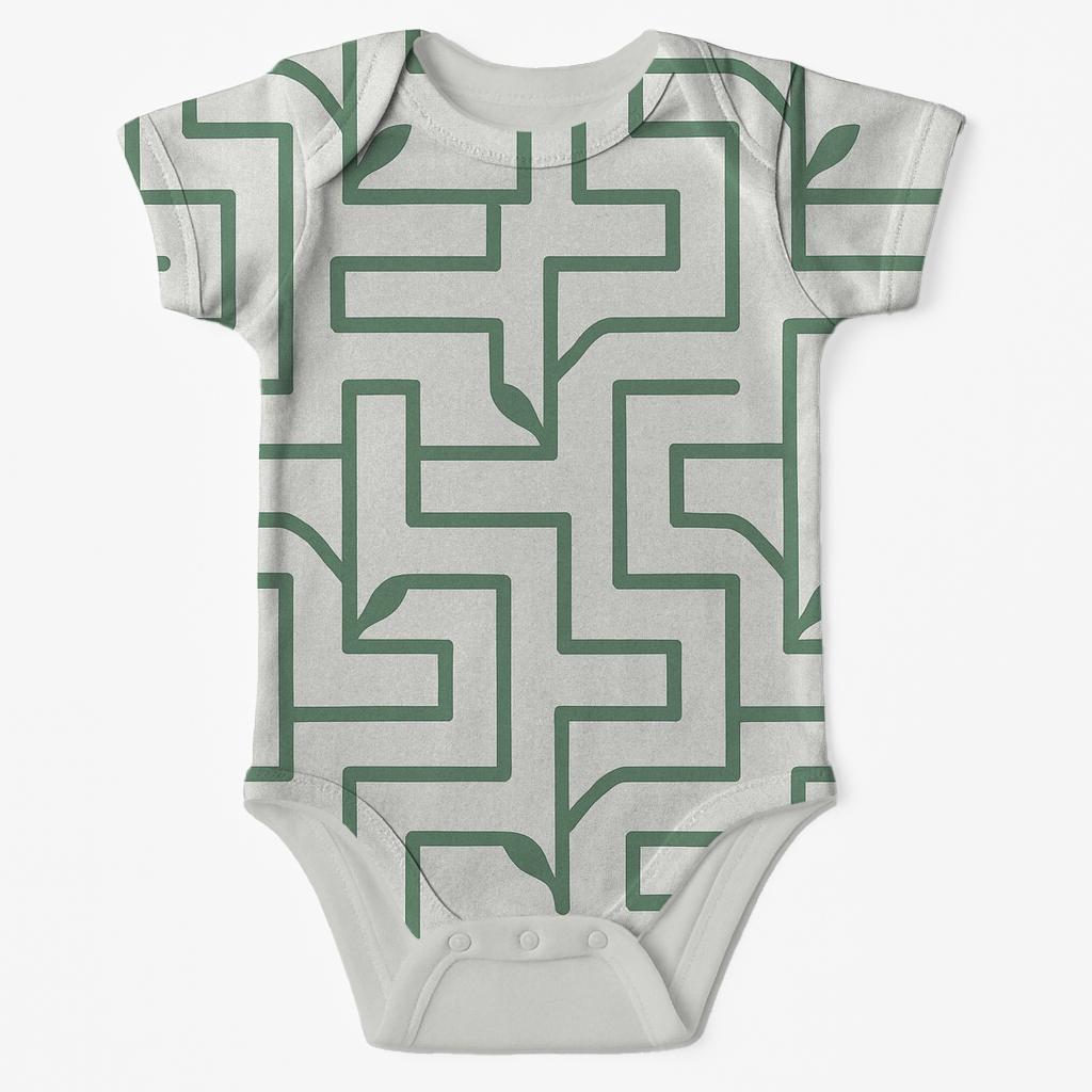Stem Weave Step Pattern unique printed baby bodysuits
