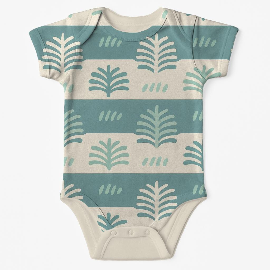 Rounded Frond Banding kimono style baby bodysuits