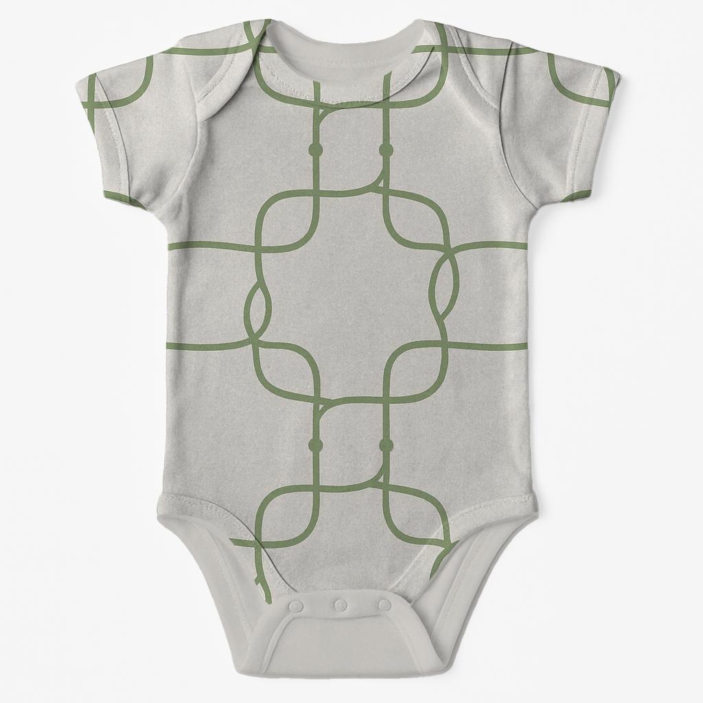 Vine Loop Lattice Offset kimono style baby bodysuits